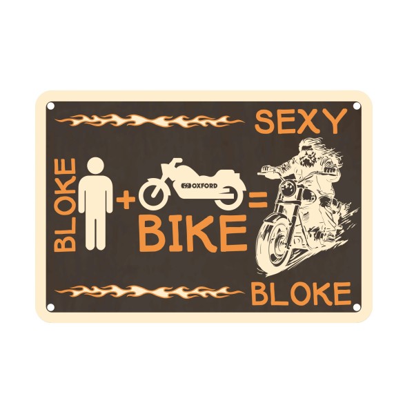 Oxford Oxford garage metal sign: bloke bike sexy bloke